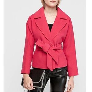 Express cropped wool trench coat